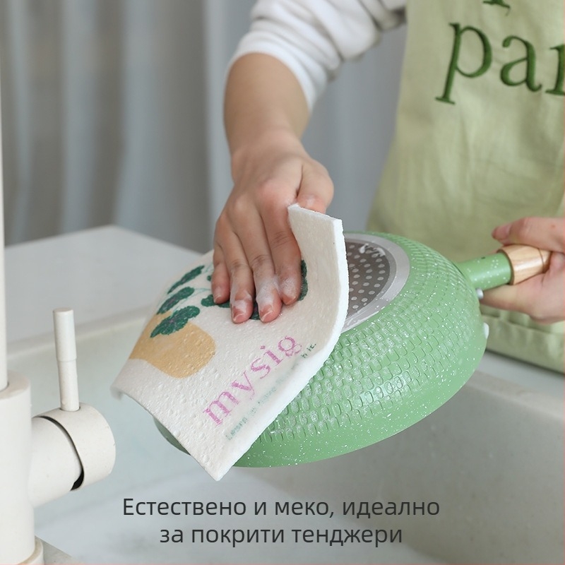 Кърпа за съдове от влакна на дървесна маса и памук, принтована, сладка и мека за сухо и мокро почистване