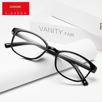 Нов модел очила за четене с лъскава черна рамка, ретро квадратни, семпли и елегантни