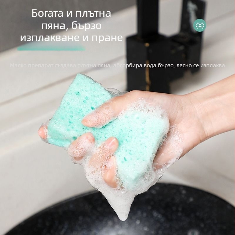 Корейски стил гъба за миене на съдове с флорален принт, цветна и удебелена високо плътна гъба със скраб-блок за дома