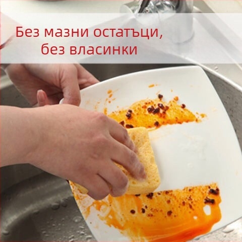 Гъба за съдове от дървесна пулпа и памук — блок за миене с магическо триене, абсорбиращ почистващ пад за тенджери и кухня