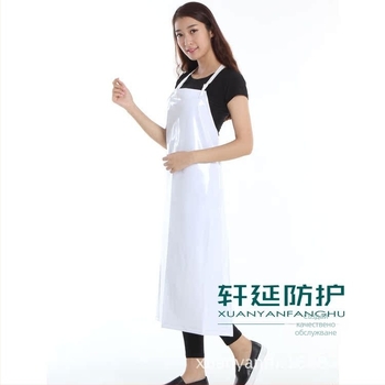 Бял водоустойчив фартух за кухня, устойчив на масло и киселинно-алкални вещества, удължен пояс