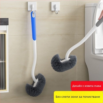 Гумирана домашна четка за тоалетна с меки влакна, дълга дръжка, стенен монтаж, подходяща за squat тоалетна