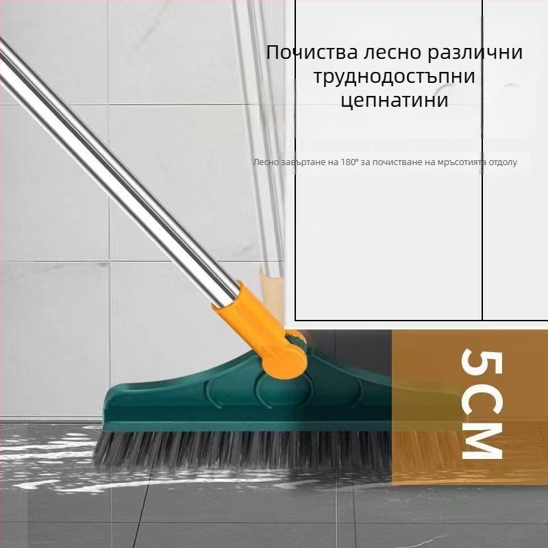 2-в-1 четка за баня с дълга дръжка за под и цепки - почистване без пропуски