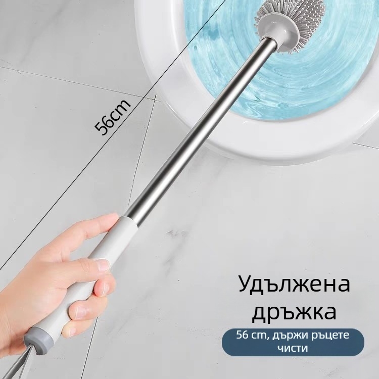 четка за тоалетна с дълга дръжка и меки четина за баня, Q1 четка с мека гумена топка