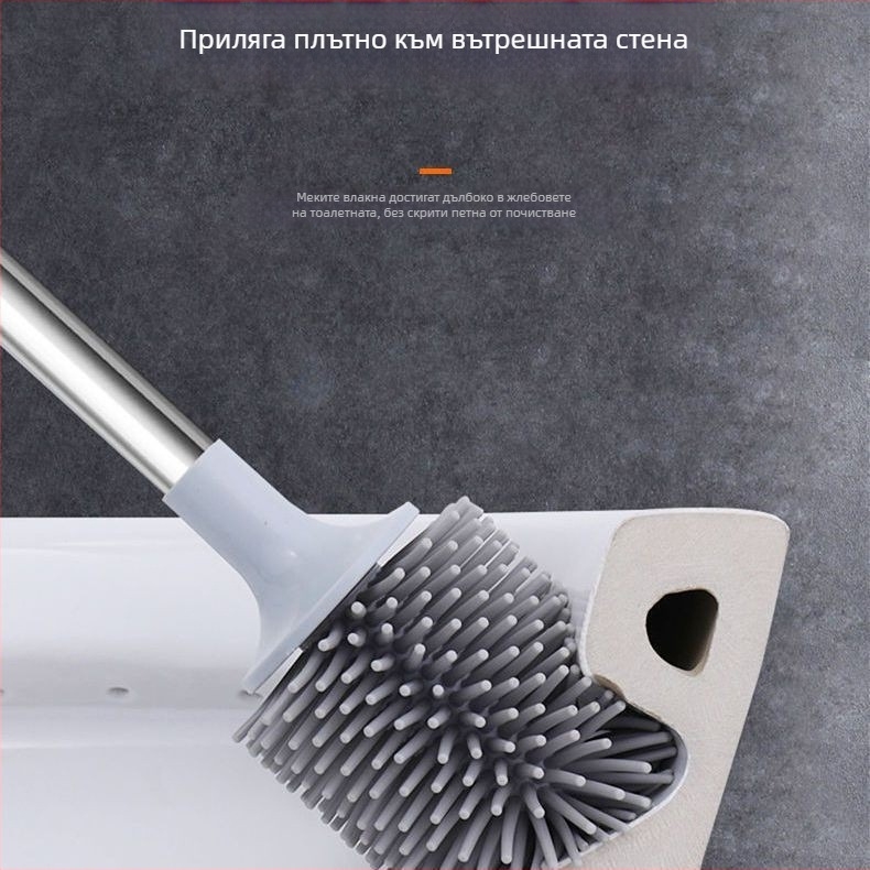 четка за тоалетна с дълга дръжка и меки четина за баня, Q1 четка с мека гумена топка