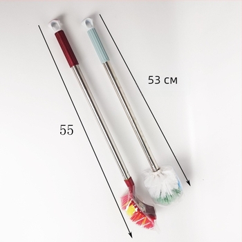 Четка за тоалетна с удължена дръжка от неръждаема стомана и глава с топче за почистване