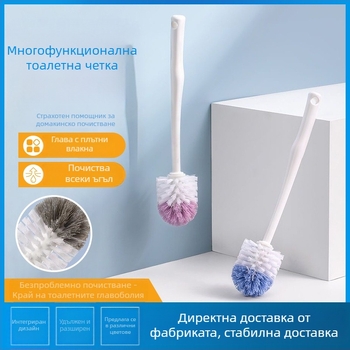 Стенна четка за баня за тоалетна с удебелен прът, неръждаема стомана — глава кръгла или квадратна