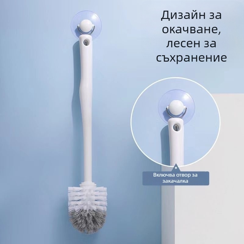 Стенна четка за баня за тоалетна с удебелен прът, неръждаема стомана — глава кръгла или квадратна