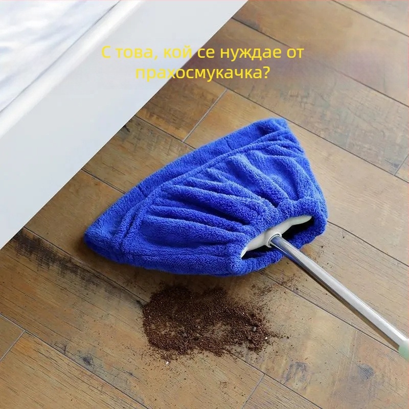 Комплект метла и моп с дебела корална плюшена кърпа – попиване на вода и прах (за смяна)