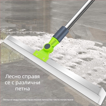Голям силиконов моп с удължена дръжка и скребка за вода за тоалетна, баня и душ