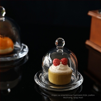 Лимонова чашка с капак, стъклен капак за плодове за дегустация, поднос за десерти и торти за експозиция
