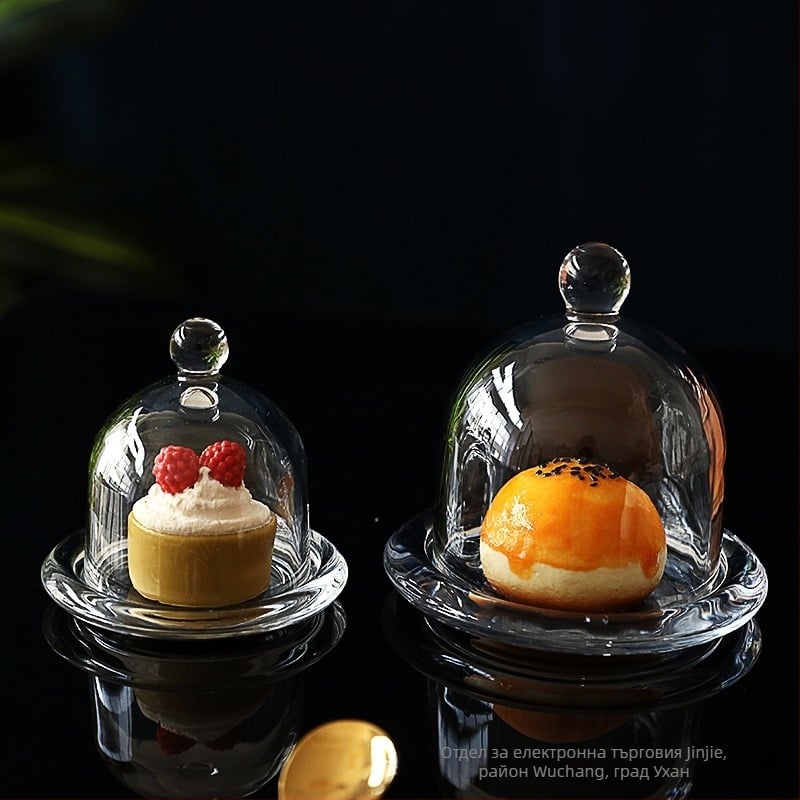 Лимонова чашка с капак, стъклен капак за плодове за дегустация, поднос за десерти и торти за експозиция