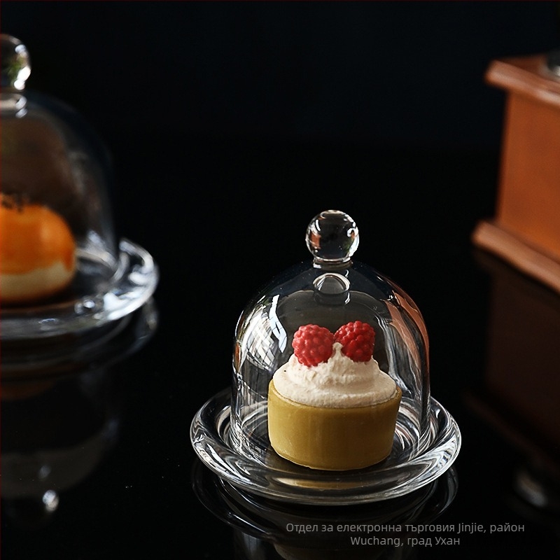 Лимонова чашка с капак, стъклен капак за плодове за дегустация, поднос за десерти и торти за експозиция