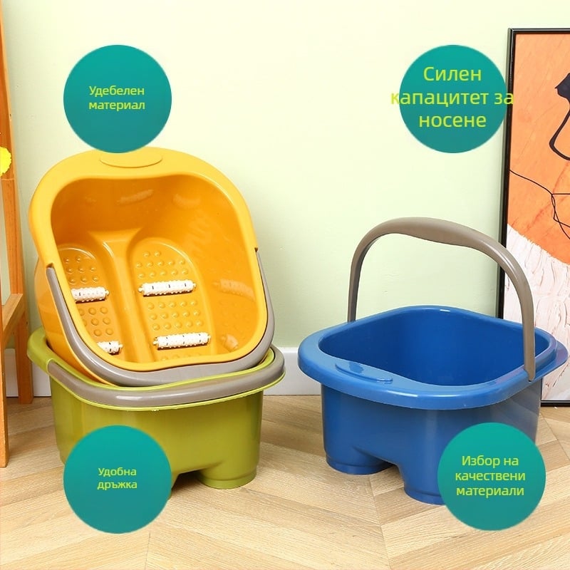 Дълбока ваничка за крака с удебелена пластмаса, изолирана, преносима, с четири колела, за домашна употреба