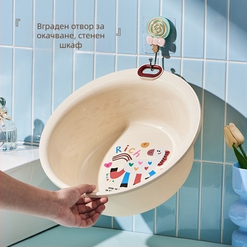 Пластмасова стенна мивка за домашна баня, сладък карикатурен дизайн, удебелена и издръжлива