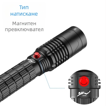 Професионален подводен фенер за дълбоководни гмуркания с променлив лъч, презареждаем, магнитен превключвател, водоустойчив, IP8, дълбочина до 100 m, за използване на открито