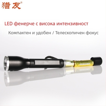 Фенер с алуминиева сплав, 2 AA батерии, телескопичен зум, за открито, LED оптичен мултифункционален