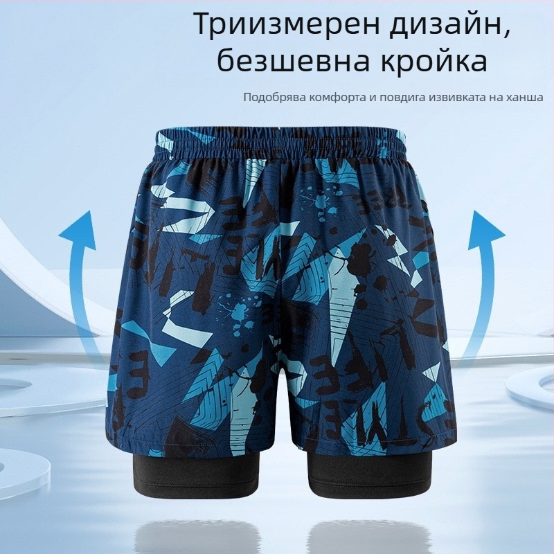 Мъжки плувни боксерки, 2026 нов модел, двойнослойни, бързосъхнещи, голям размер, кройка боксер, плувно облекло за горещи извори