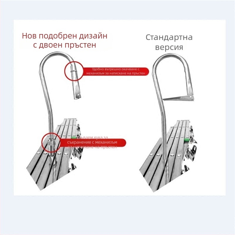 Сгъваем сушилник за дрехи от неръждаема стомана с 35 щипки – мултищипков дизайн, щипков стил, без следи