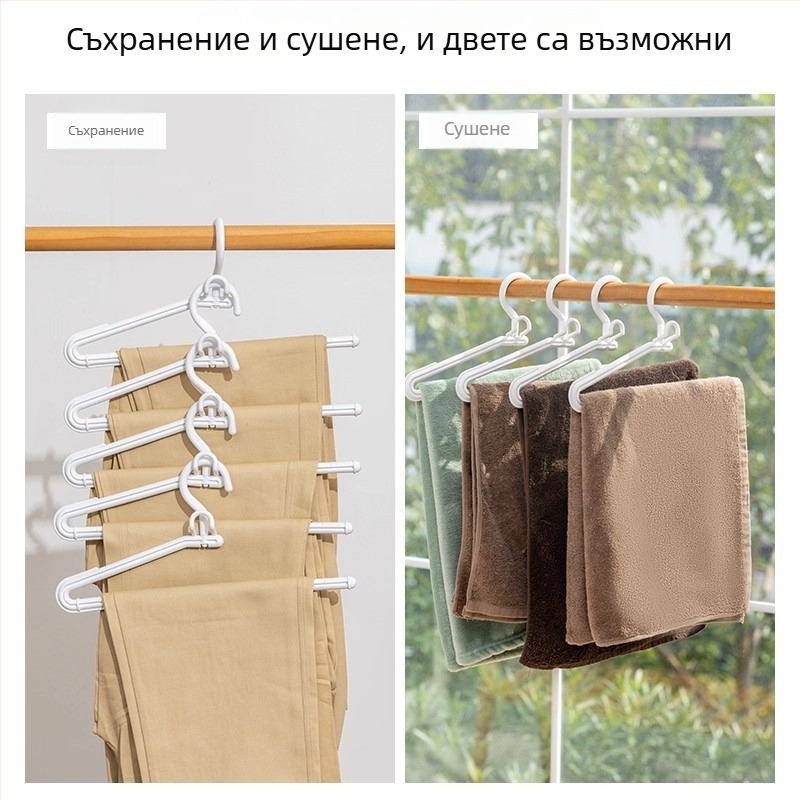 Държач за панталони с форма на гуся за сушене, сгъваем закачалник, нехлъзгащи клипсове за панталони, З-образен шкаф за съхранение