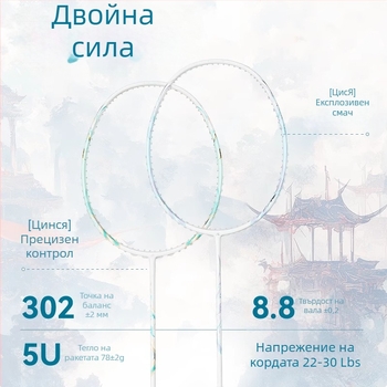 Kawasaki ултралека ракета за бадминтон с пълно въглеродно влакно – синьо-виолетова и цианова версия, 5U