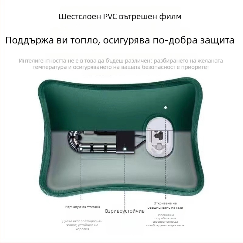 Електрическа чанта за гореща вода с защита срещу експлозия, калъф от мерсеризиран Twill плат, за затопляне на ръцете