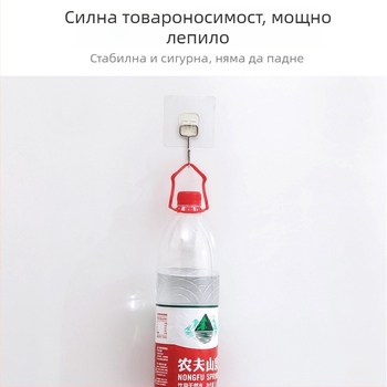 Закачалка от неръждаема стомана с увеличен размер и мощно лепило, без пробиване; за дрехи над вратата; подходяща за баня и кухня, стенна лепяща закачалка.