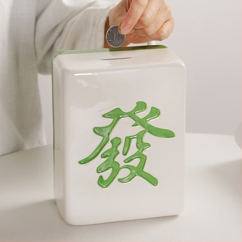 Керамична касичка с мотив Mahjong, голяма монетна касичка за дом, декорация и подарък за рожден ден