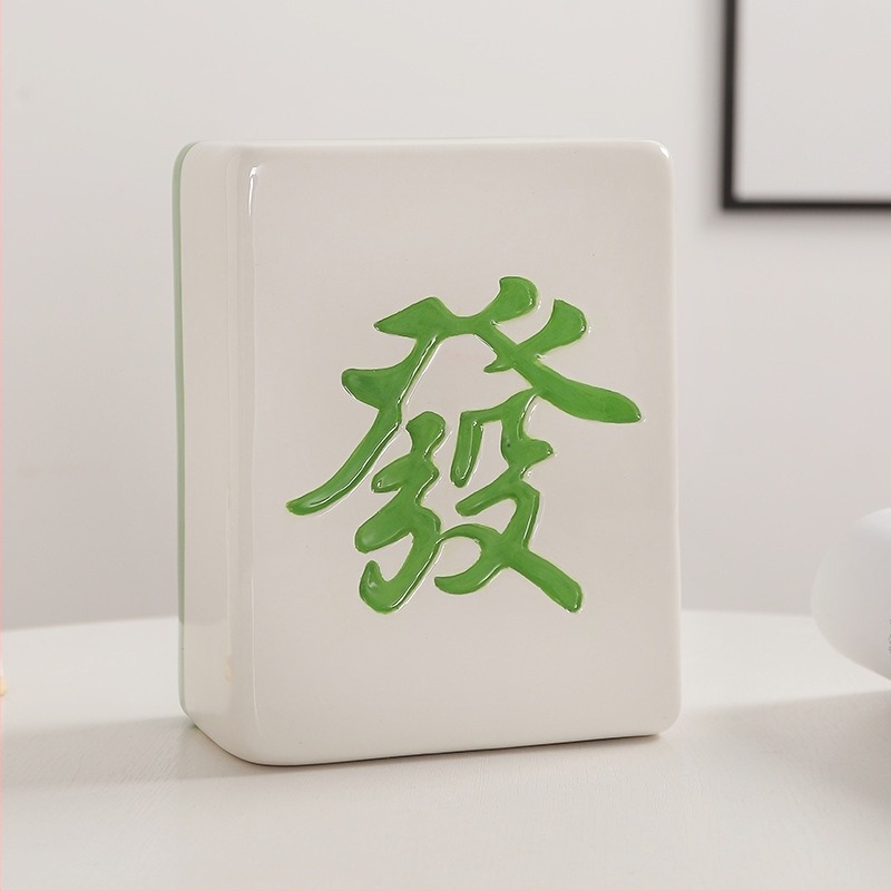 Керамична касичка с мотив Mahjong, голяма монетна касичка за дом, декорация и подарък за рожден ден