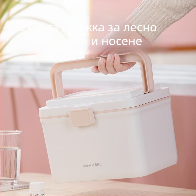 Camellia медицинска кутия за дома, голям капацитет, многослойна и с множество отделения за съхранение на лекарства