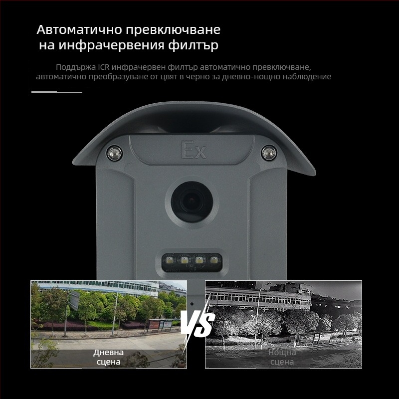 Водоустойчива и взривоустойчива инфрачервена камера за индустриални химически условия, 4 MP нощно наблюдение