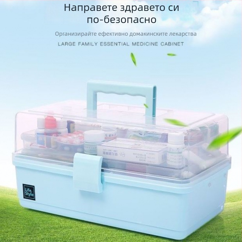 Домашна кутия за първа помощ с голям капацитет, многоетажна медицинска кутия за спешни случаи, семейна преносна кутия