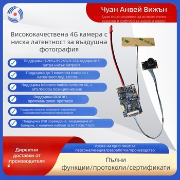 Камера с ниска осветеност и ниска латентност, 4G Wi-Fi за аерофотография и предаване на изображения, камера с батерия и 4G носима камера за позициониране GB28181