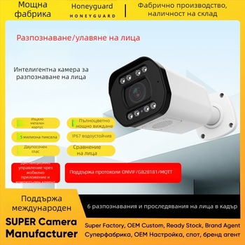 Камера за лицево разпознаване с дублиране и анализ на потока от хора, облачна статистика, индустриален клас 5 MP