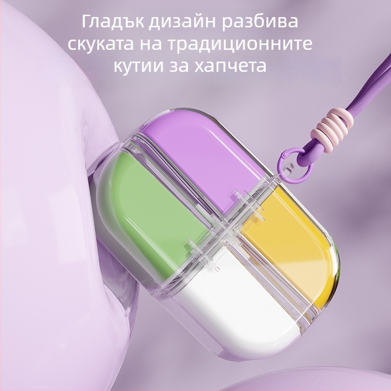 Кутия за капсули с каишка, преносим диспенсър за лекарства, седмична кутия за таблетки и разделител