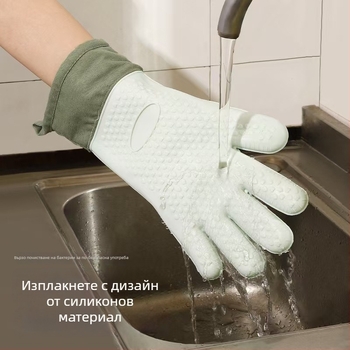 Силиконови ръкавици против изгаряне за микровълнова печка и фурна, дебела изолация, кухненски термоустойчиви ръкавици