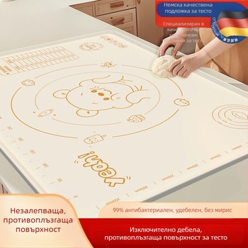 Удебелена силиконова подложка за месене и разточване, силиконова дъска за готвене и печене с хранително качество, многофункционална кухненска подложка
