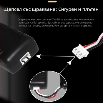 7.4V 2S зарядно за литиева батерия, балансирано зареждане, 2A изход, защита и LED индикатор, USB захранване