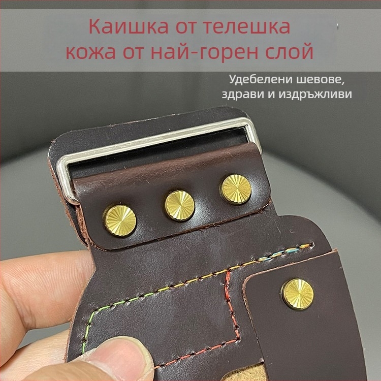 Кожена киткова лента за риболовен катапулт с макара, от кожа на горния слой, дебела конструкция, бързо освобождаване и велкро, защита на китката