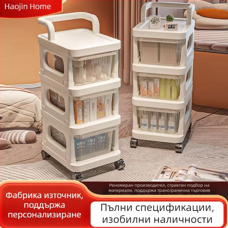 Прозрачен пластмасов шкаф за чекмеджета, подов стелаж с 5 нива за дом, офис и общежитие