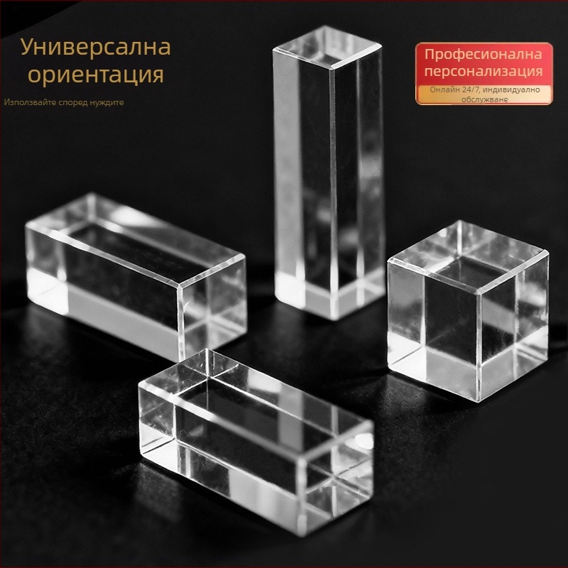 К9 кристална база-куб с вътрешно гравирано лого, прозрачна декоративна стойка
