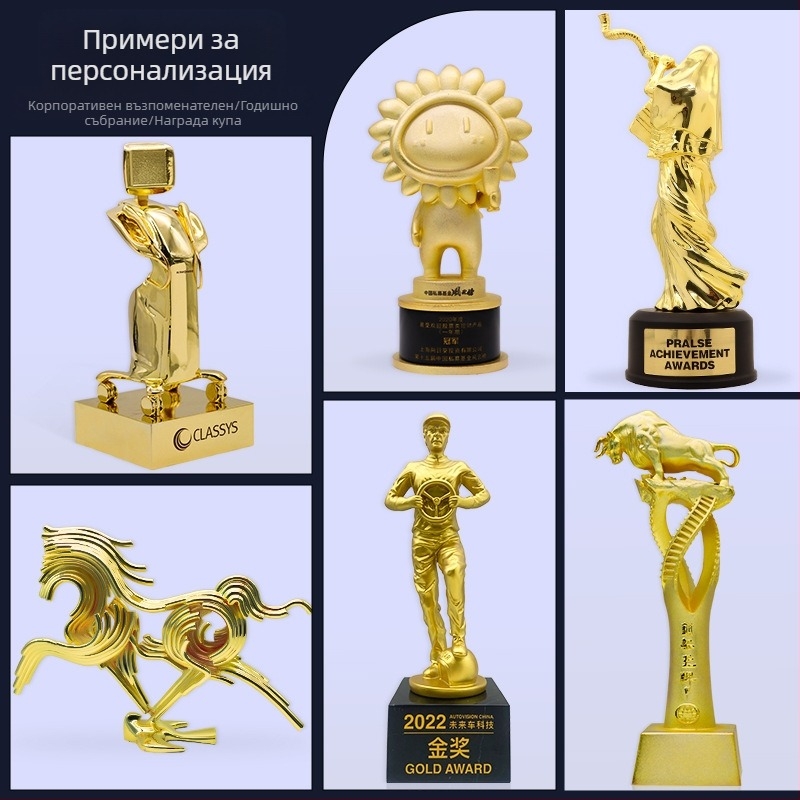 Метален трофей с образ на персонаж за корпоративен IP, триизмерен талисман и декоративен метален модел