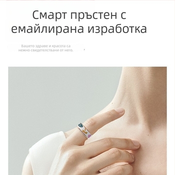 R19 емайлиран смарт пръстен — измерване на сърдечен ритъм, кислород в кръвта, следене на съня, активност и крачки, камера