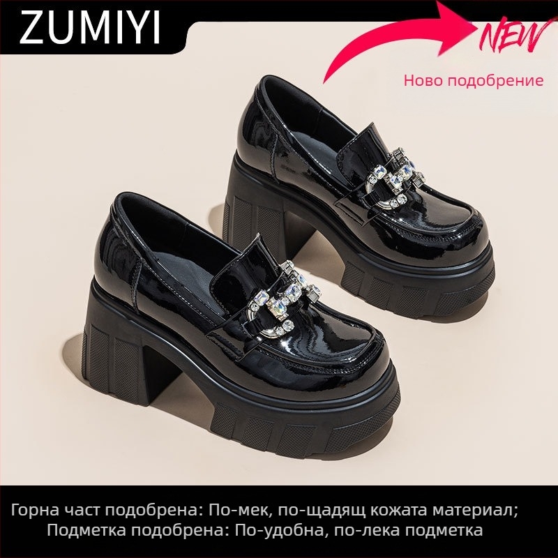 Дамски лофери с дебела подметка, без връзки, платформа, кръгъл нос, повишаване на височината, пролет 2026