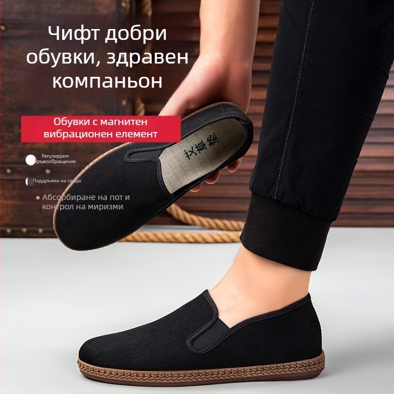 Мъжки платнени обувки Old Beijing, дишащи slip-on обувки без връзки, леки и устойчиви на подхлъзване