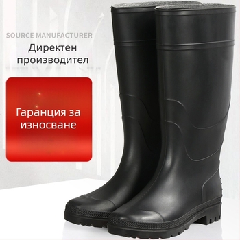 Нови мъжки дъждовни ботуши с матово черно покритие, високи, в големи размери, удебелени, противохлъзгащи и износоустойчиви водни обувки