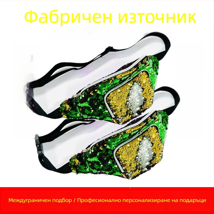 Поясна чанта с пайети, унисекс, мултифункционална за рамо и талия