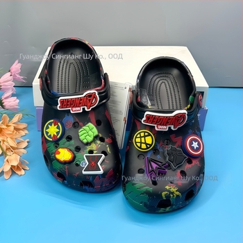 Детски крокс обувки Avengers, за момчета и момичета, плажни чехли с дупки, дишащи, противохлъзгаши, износоустойчиви, закрит нос