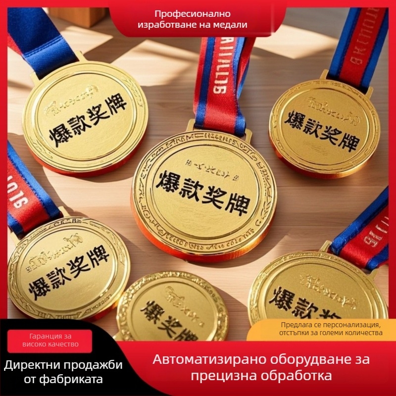 Метален медал за маратон, ембосирана сплав за училищни спортни срещи, персонализирано лого