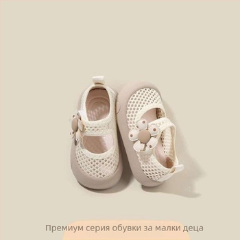 Момичешки обувки за прохождане с мека подметка, дишащи мрежести сандали за 12–36 месеца, лято